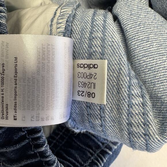 Adidas X KSENIASCHNAIDER Patchwork Wide Leg Denim High Rise Blue Jeans Size L - Picture 11 of 16